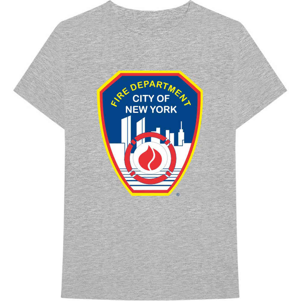 New York City - Fire Dept. Badge Tshirt Homme - Gris